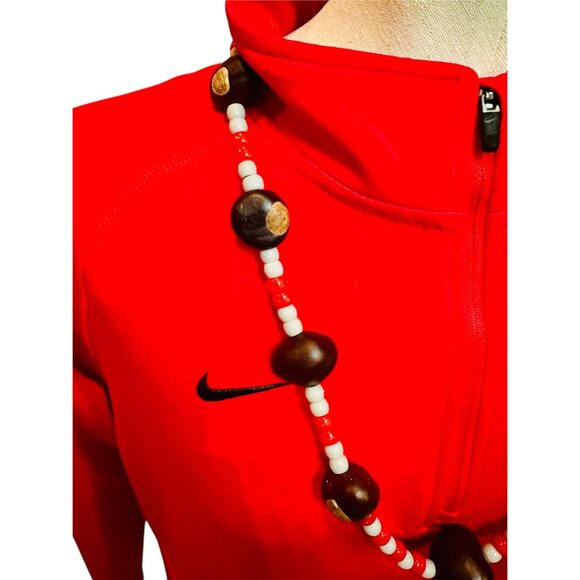 Handmade Buckeye Nut Necklace With Red & Gray Beads For Sports Fans Ohio State E - Picture 7 of 11